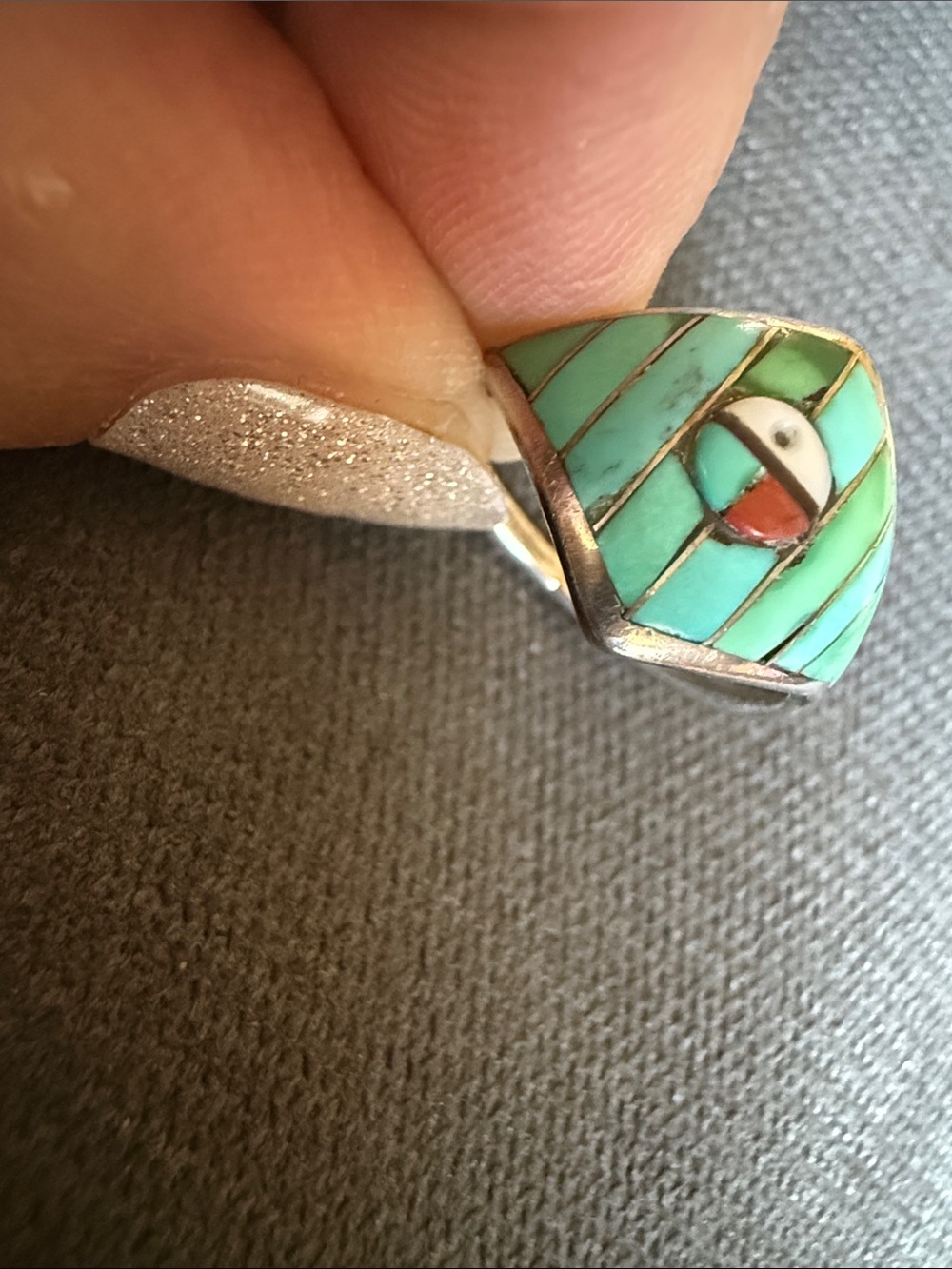 Turquoise Inlay Sun face Ring - Women Jewelry